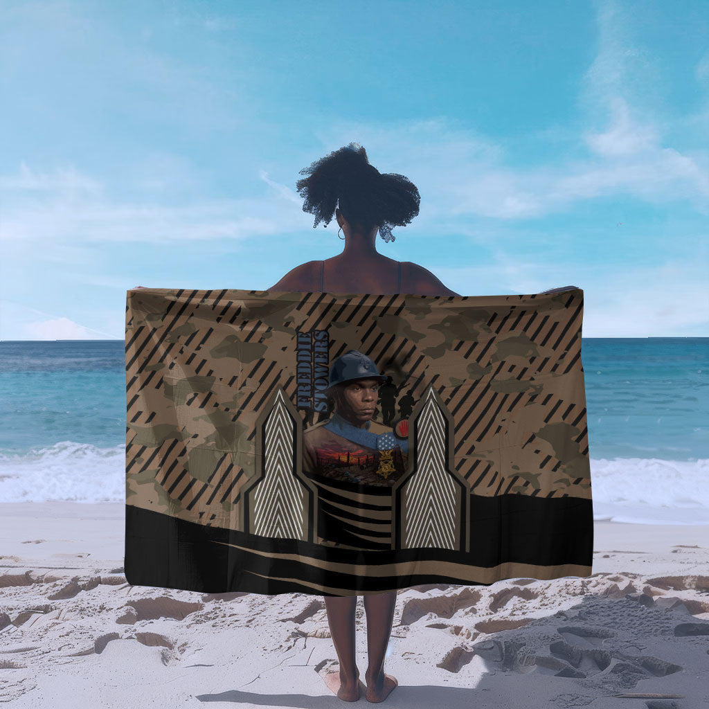 Freddie Stowers African American Sarong Medal Of Honor Red Hand - Military Camouflage Striped World War I