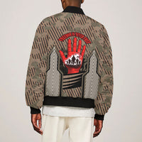Freddie Stowers African American Sleeve Zip Bomber Jacket Medal Of Honor Red Hand - Military Camouflage Striped World War I
