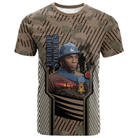 Freddie Stowers African American T shirt Medal Of Honor Red Hand - Military Camouflage Striped World War I
