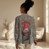 Freddie Stowers African American Women Casual Shirt Medal Of Honor Red Hand - Military Camouflage Striped World War I