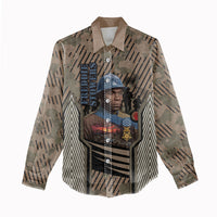 Freddie Stowers African American Women Casual Shirt Medal Of Honor Red Hand - Military Camouflage Striped World War I