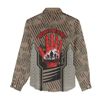 Freddie Stowers African American Women Casual Shirt Medal Of Honor Red Hand - Military Camouflage Striped World War I