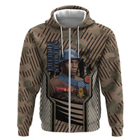 Freddie Stowers African American Zip Hoodie Medal Of Honor Red Hand - Military Camouflage Striped World War I