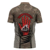 Freddie Stowers African American Zipper Polo Shirt Medal Of Honor Red Hand - Military Camouflage Striped World War I
