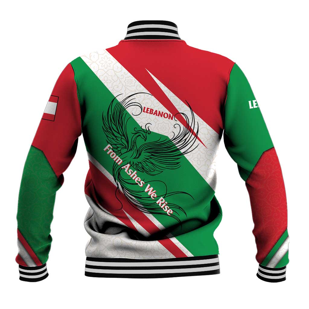 Lebanon Phoenix Baseball Jacket with Cedar Flag Colors and Inspirational Quote