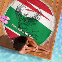 Lebanon Phoenix Beach Blanket with Cedar Flag Colors and Inspirational Quote