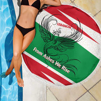 Lebanon Phoenix Beach Blanket with Cedar Flag Colors and Inspirational Quote