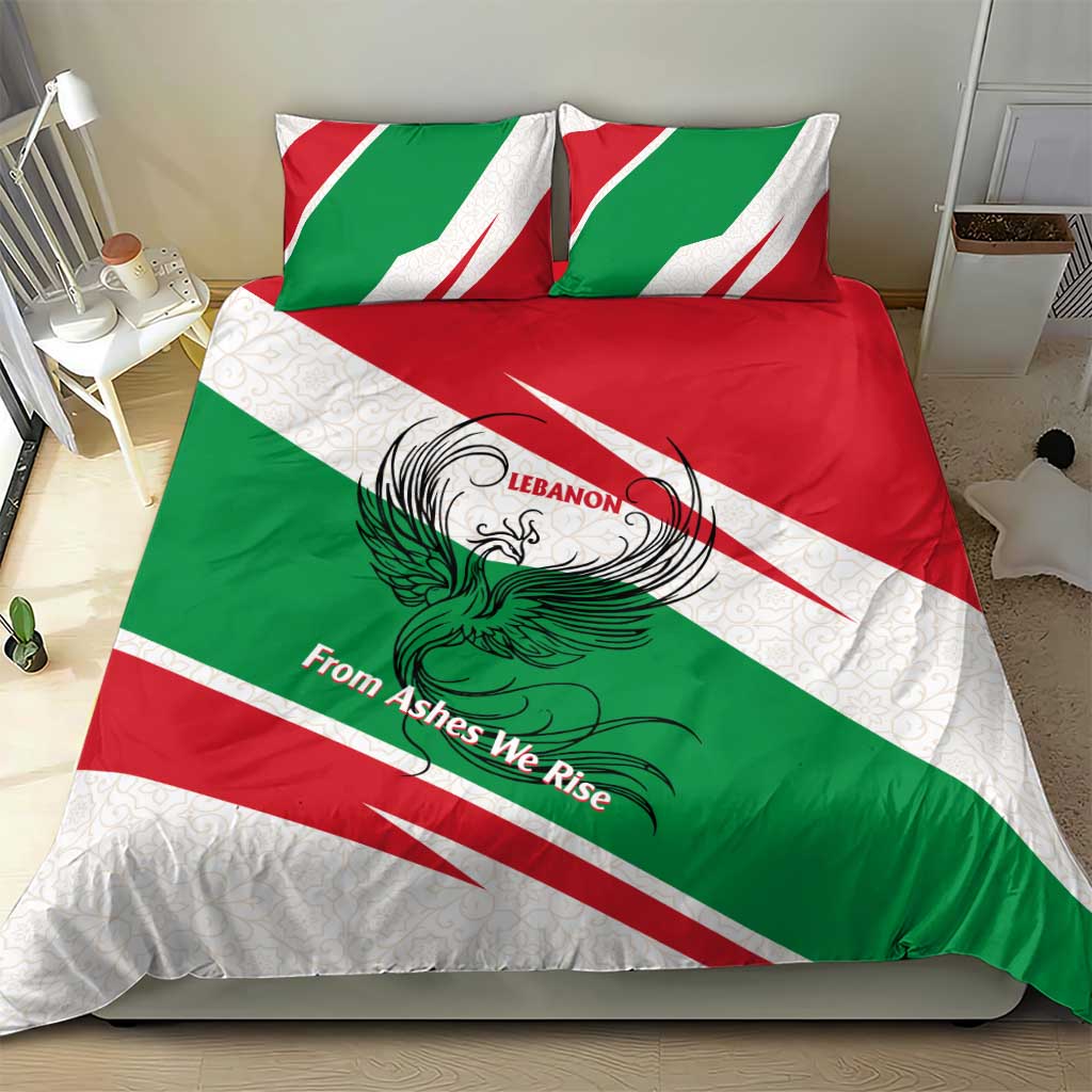 Lebanon Phoenix Bedding Set with Cedar Flag Colors and Inspirational Quote