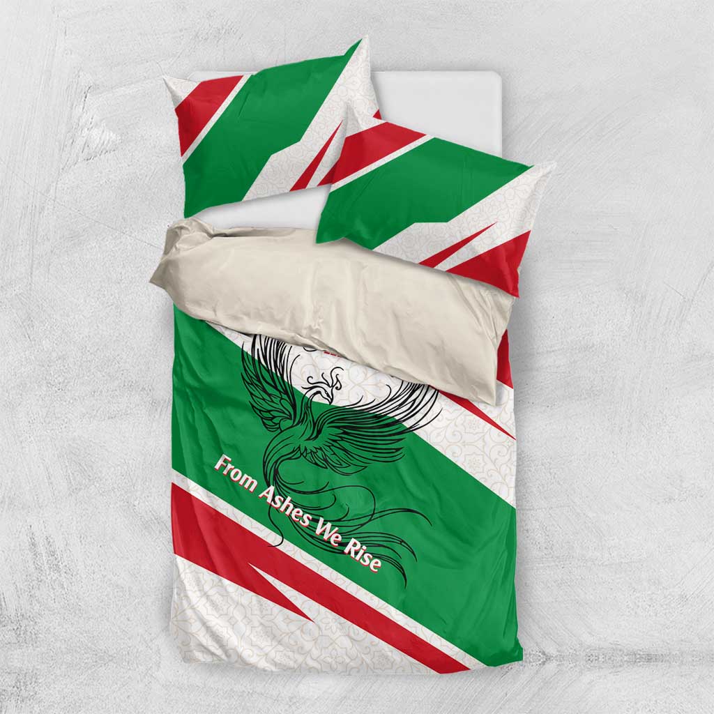 Lebanon Phoenix Bedding Set with Cedar Flag Colors and Inspirational Quote