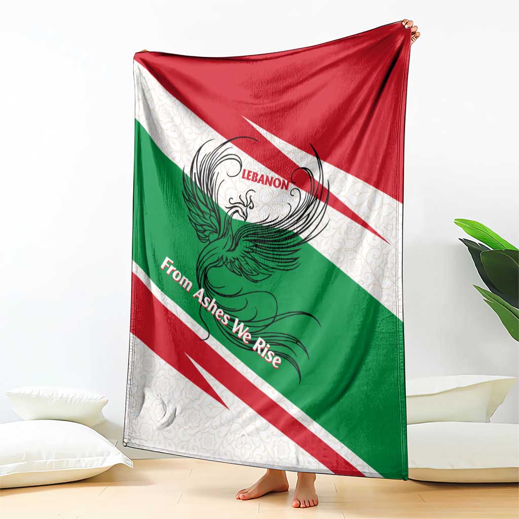 Lebanon Phoenix Blanket with Cedar Flag Colors and Inspirational Quote