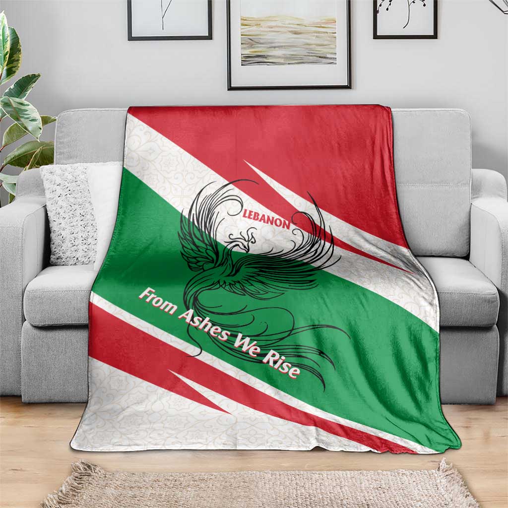Lebanon Phoenix Blanket with Cedar Flag Colors and Inspirational Quote