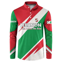 Lebanon Phoenix Button Sweatshirt with Cedar Flag Colors and Inspirational Quote