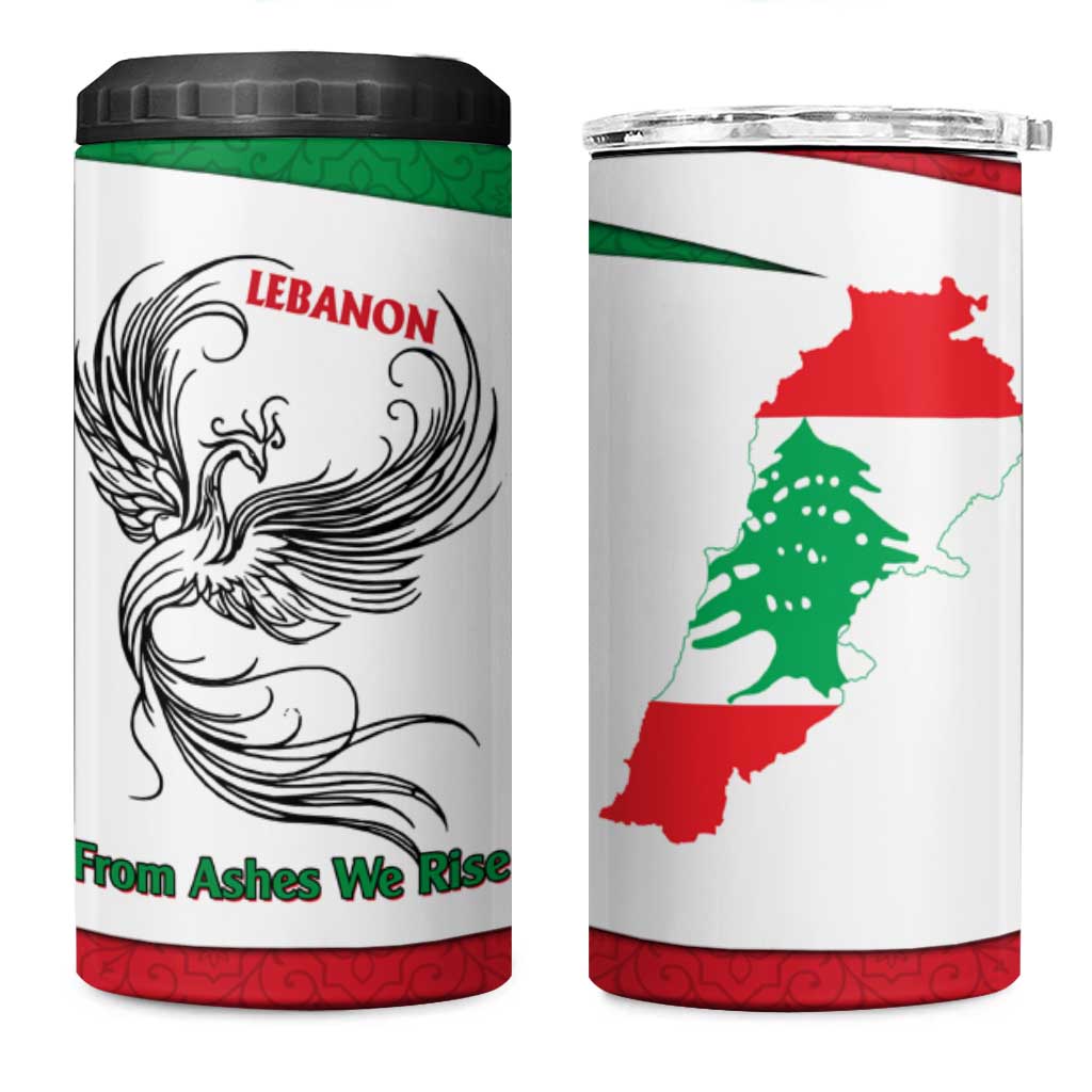 Lebanon Phoenix 4 in 1 Can Cooler Tumbler with Cedar Flag Colors and Inspirational Quote
