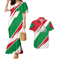 Lebanon Phoenix Couples Matching Mermaid Dress and Hawaiian Shirt with Cedar Flag Colors and Inspirational Quote