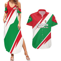 Lebanon Phoenix Couples Matching Summer Maxi Dress and Hawaiian Shirt with Cedar Flag Colors and Inspirational Quote