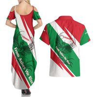 Lebanon Phoenix Couples Matching Summer Maxi Dress and Hawaiian Shirt with Cedar Flag Colors and Inspirational Quote