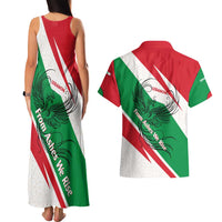 Lebanon Phoenix Couples Matching Tank Maxi Dress and Hawaiian Shirt with Cedar Flag Colors and Inspirational Quote
