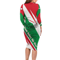 Lebanon Phoenix Family Matching Long Sleeve Bodycon Dress and Hawaiian Shirt with Cedar Flag Colors and Inspirational Quote
