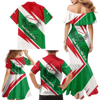 Lebanon Phoenix Family Matching Mermaid Dress and Hawaiian Shirt with Cedar Flag Colors and Inspirational Quote