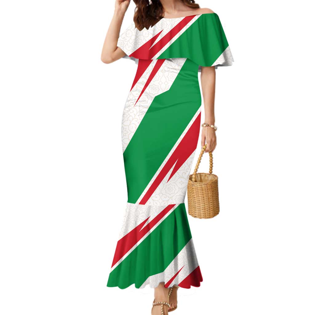 Lebanon Phoenix Family Matching Mermaid Dress and Hawaiian Shirt with Cedar Flag Colors and Inspirational Quote