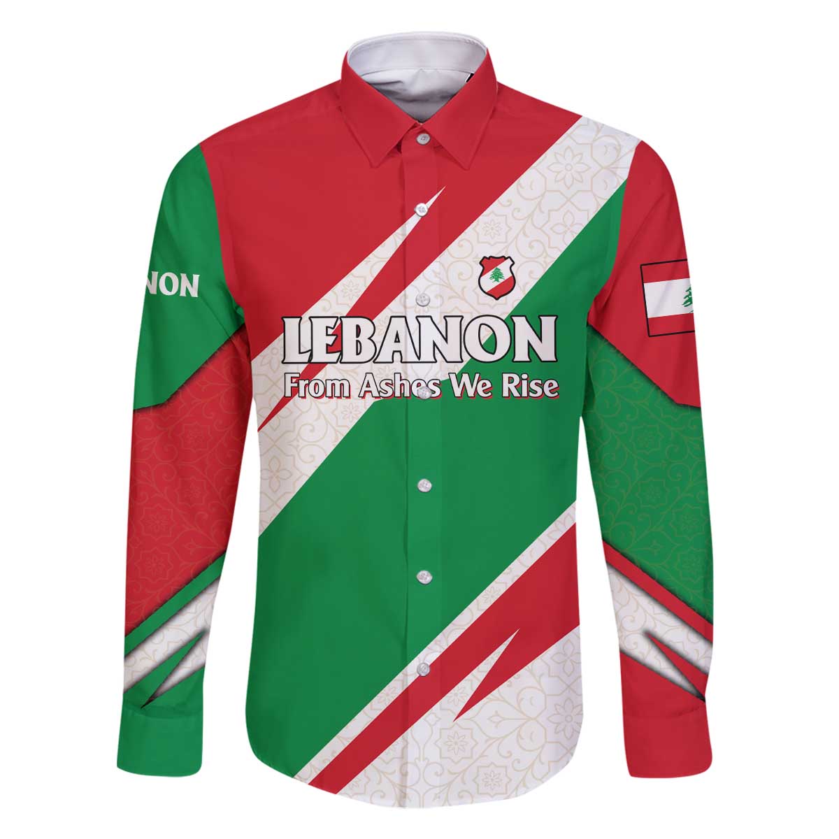 Lebanon Phoenix Family Matching Off The Shoulder Long Sleeve Dress and Hawaiian Shirt with Cedar Flag Colors and Inspirational Quote