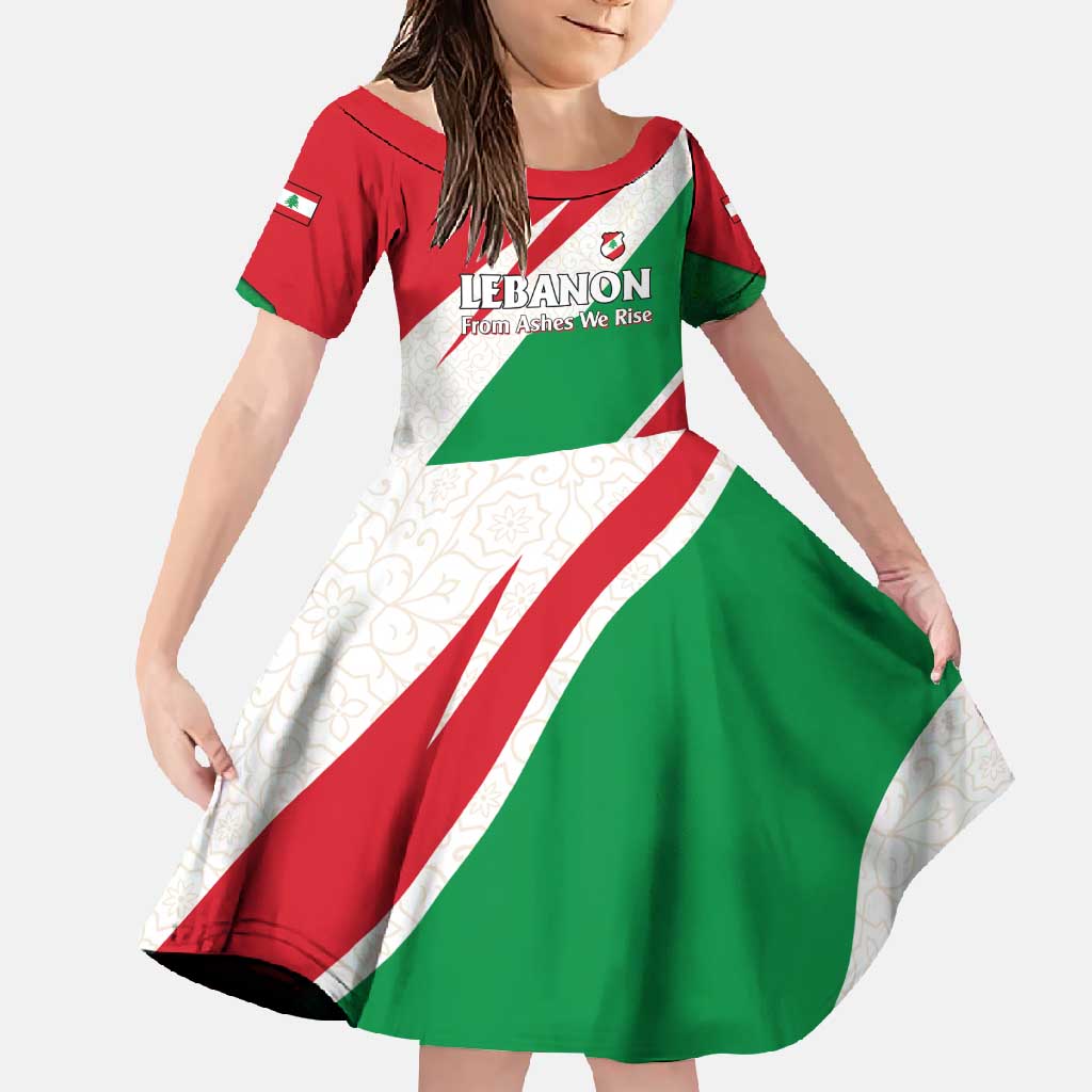 Lebanon Phoenix Family Matching Off Shoulder Maxi Dress and Hawaiian Shirt with Cedar Flag Colors and Inspirational Quote