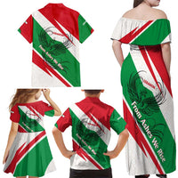 Lebanon Phoenix Family Matching Off Shoulder Maxi Dress and Hawaiian Shirt with Cedar Flag Colors and Inspirational Quote