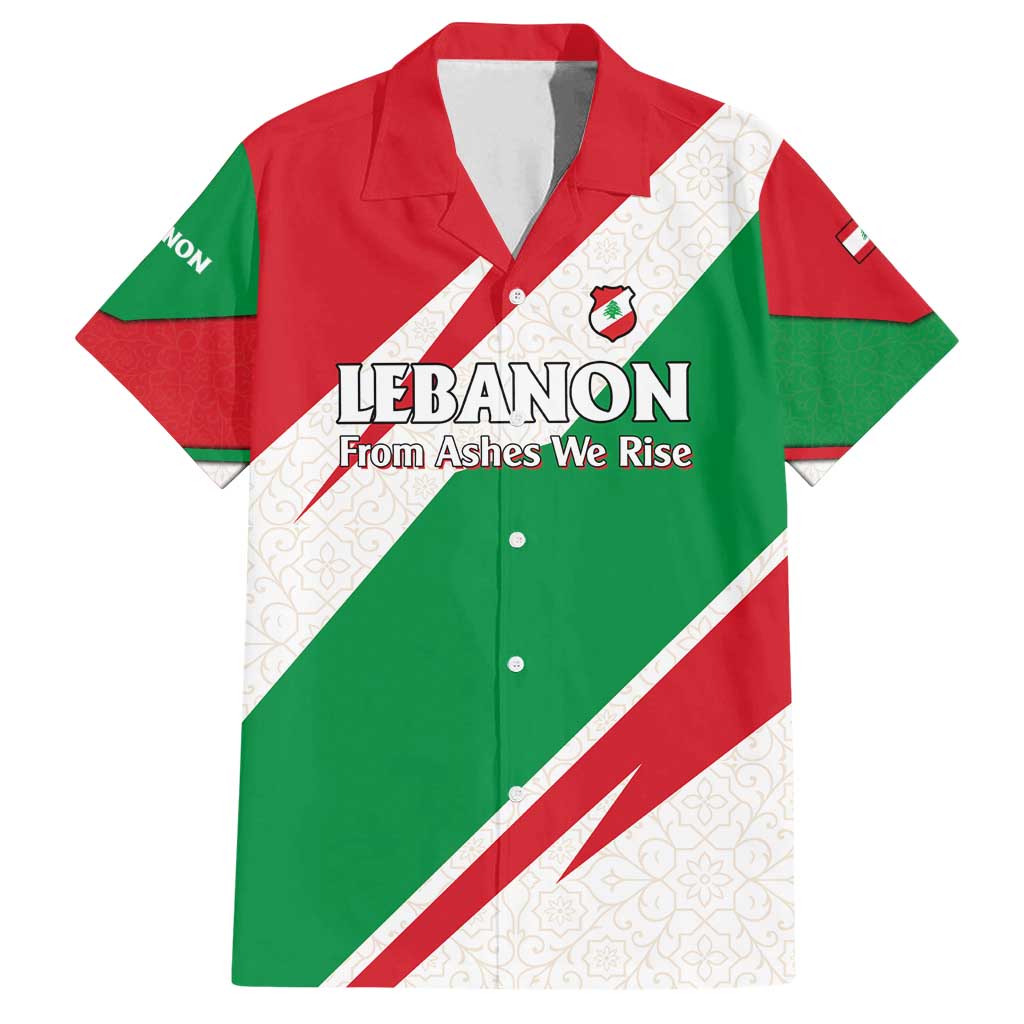 Lebanon Phoenix Family Matching Off Shoulder Maxi Dress and Hawaiian Shirt with Cedar Flag Colors and Inspirational Quote