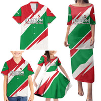 Lebanon Phoenix Family Matching Puletasi and Hawaiian Shirt with Cedar Flag Colors and Inspirational Quote