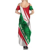 Lebanon Phoenix Family Matching Summer Maxi Dress and Hawaiian Shirt with Cedar Flag Colors and Inspirational Quote