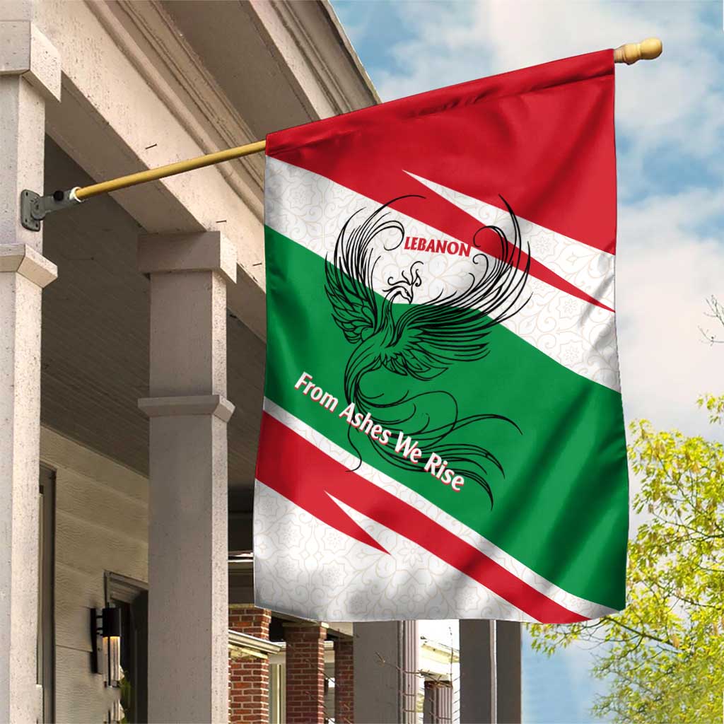 Lebanon Phoenix Garden Flag with Cedar Flag Colors and Inspirational Quote