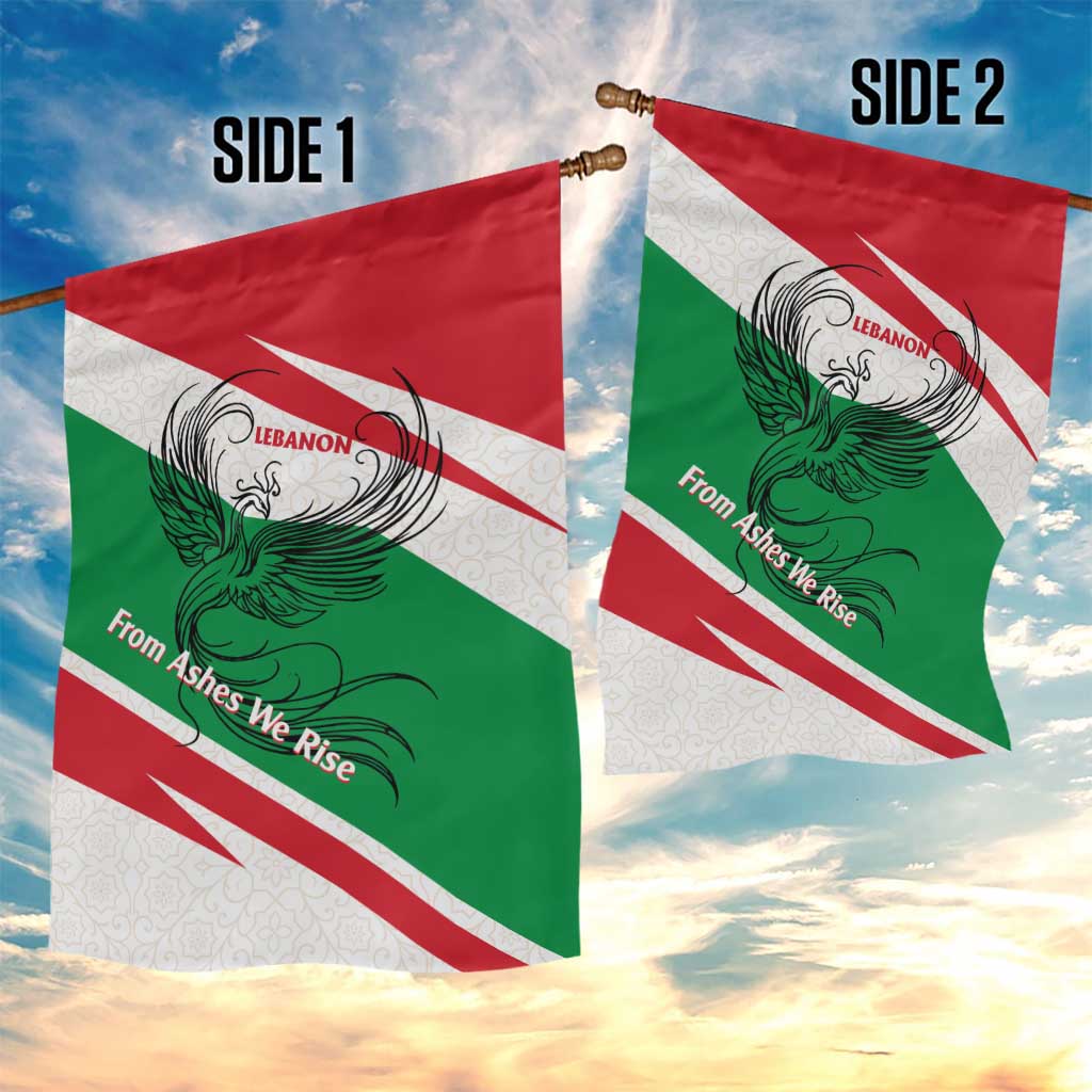 Lebanon Phoenix Garden Flag with Cedar Flag Colors and Inspirational Quote