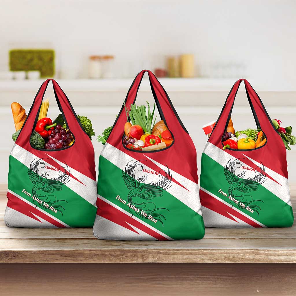 Lebanon Phoenix Grocery Bag with Cedar Flag Colors and Inspirational Quote