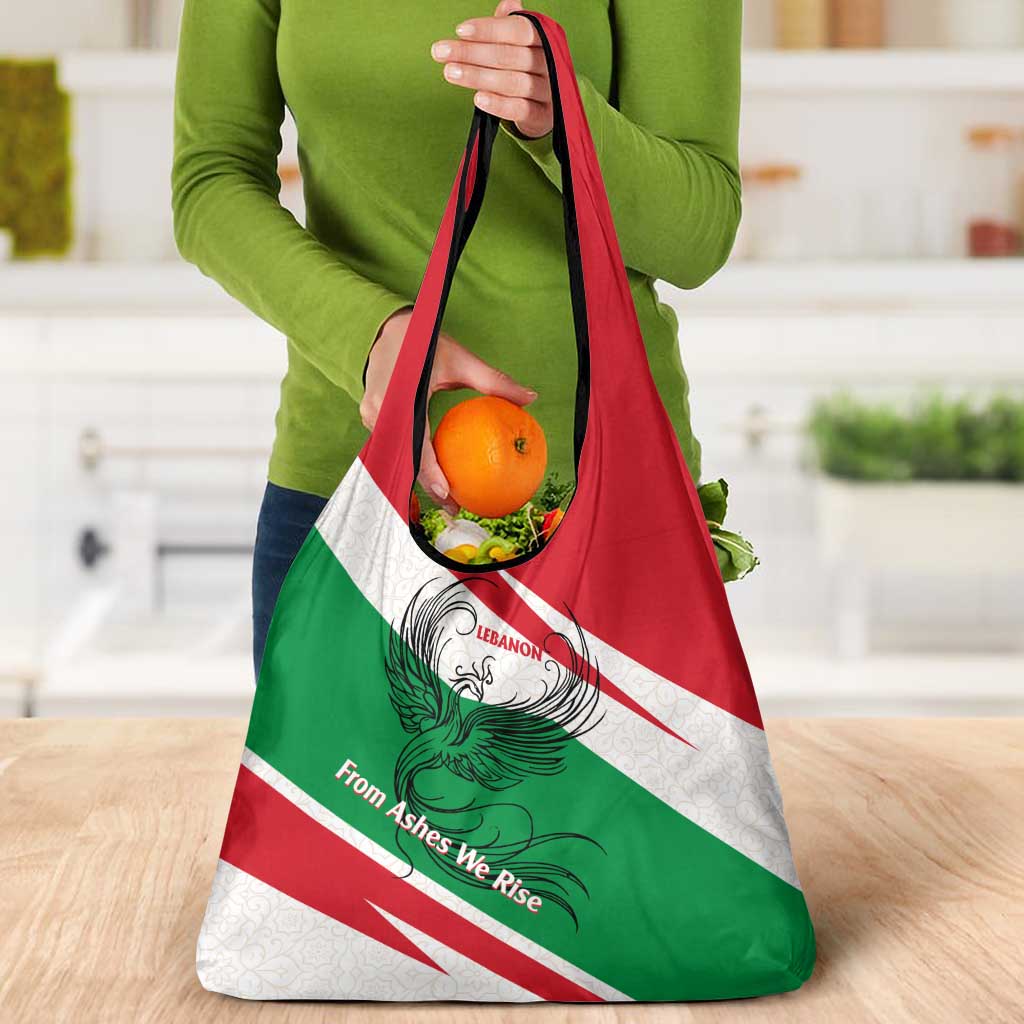 Lebanon Phoenix Grocery Bag with Cedar Flag Colors and Inspirational Quote