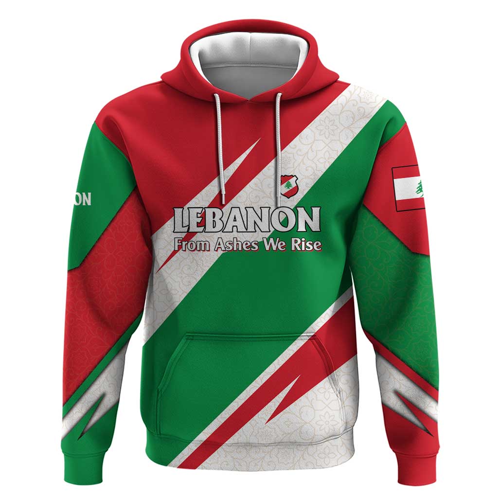 Lebanon Phoenix Hoodie with Cedar Flag Colors and Inspirational Quote