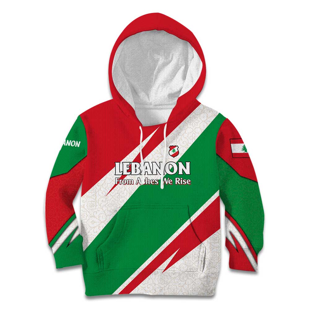 Lebanon Phoenix Kid Hoodie with Cedar Flag Colors and Inspirational Quote