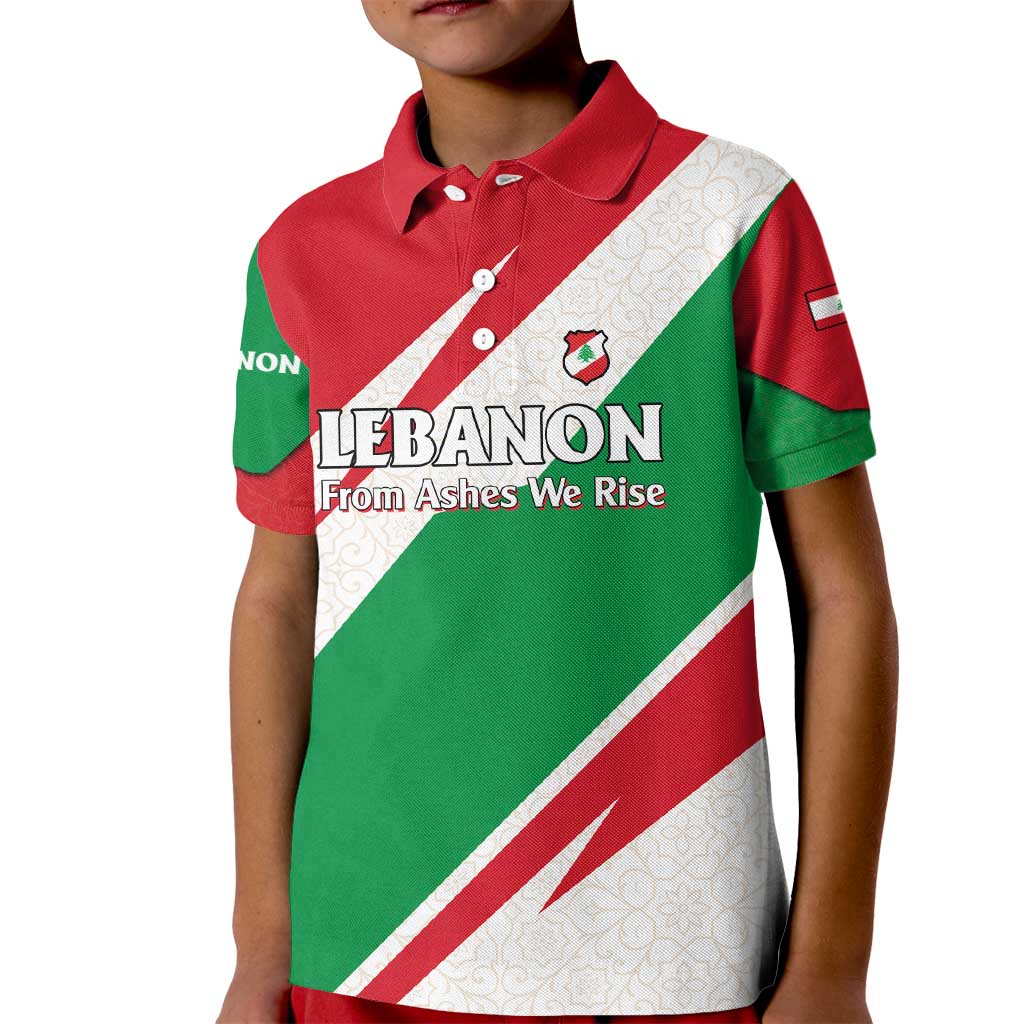 Lebanon Phoenix Kid Polo Shirt with Cedar Flag Colors and Inspirational Quote