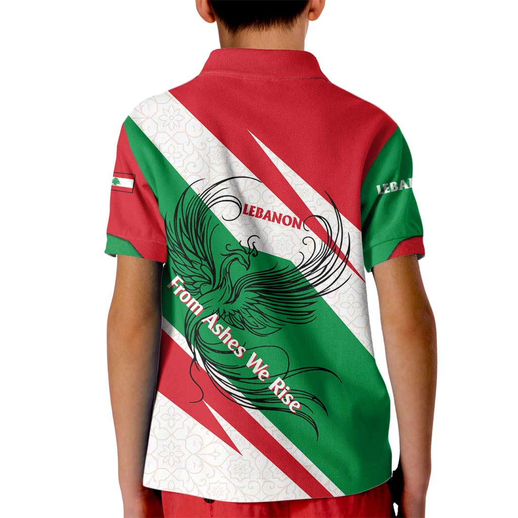 Lebanon Phoenix Kid Polo Shirt with Cedar Flag Colors and Inspirational Quote