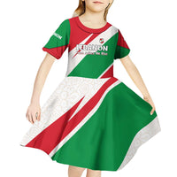 Lebanon Phoenix Kid Short Sleeve Dress with Cedar Flag Colors and Inspirational Quote