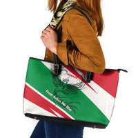 Lebanon Phoenix Leather Tote Bag with Cedar Flag Colors and Inspirational Quote