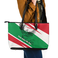 Lebanon Phoenix Leather Tote Bag with Cedar Flag Colors and Inspirational Quote