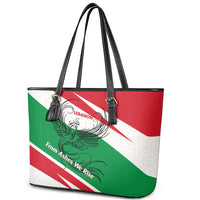 Lebanon Phoenix Leather Tote Bag with Cedar Flag Colors and Inspirational Quote