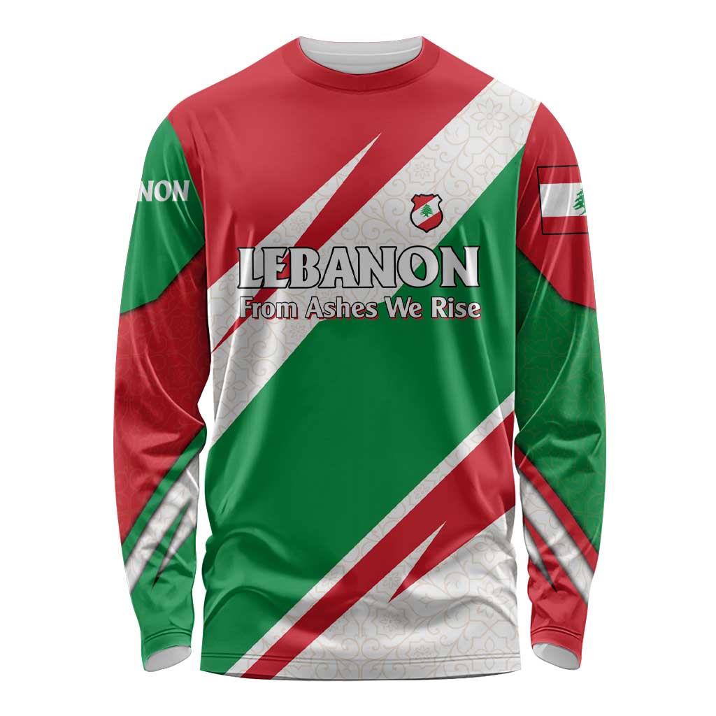 Lebanon Phoenix Long Sleeve Shirt with Cedar Flag Colors and Inspirational Quote
