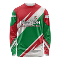 Lebanon Phoenix Long Sleeve Shirt with Cedar Flag Colors and Inspirational Quote