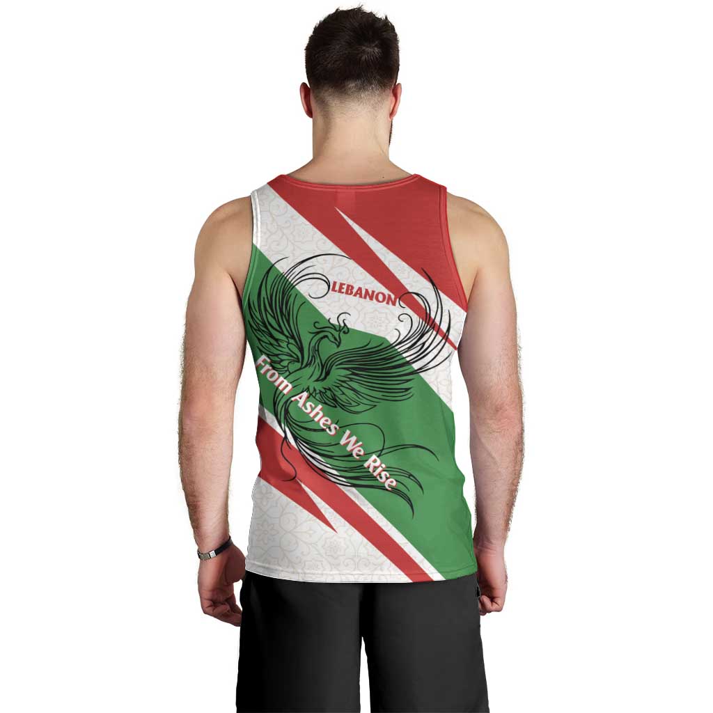 Lebanon Phoenix Men Tank Top with Cedar Flag Colors and Inspirational Quote