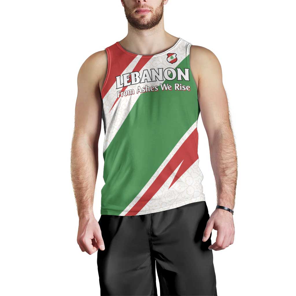 Lebanon Phoenix Men Tank Top with Cedar Flag Colors and Inspirational Quote