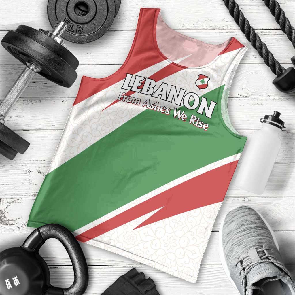 Lebanon Phoenix Men Tank Top with Cedar Flag Colors and Inspirational Quote
