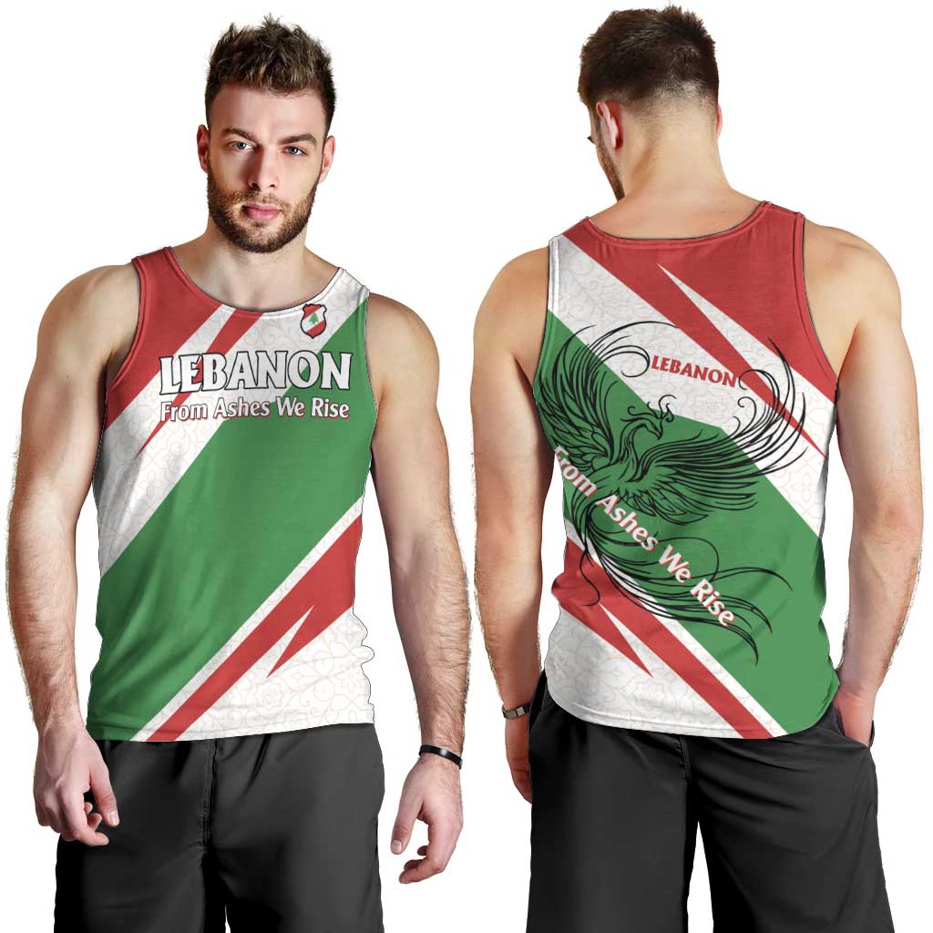 Lebanon Phoenix Men Tank Top with Cedar Flag Colors and Inspirational Quote