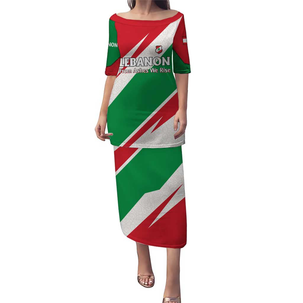Lebanon Phoenix Puletasi with Cedar Flag Colors and Inspirational Quote