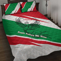 Lebanon Phoenix Quilt Bed Set with Cedar Flag Colors and Inspirational Quote